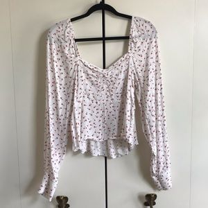 Free People Cherry print Cropped Blouse
